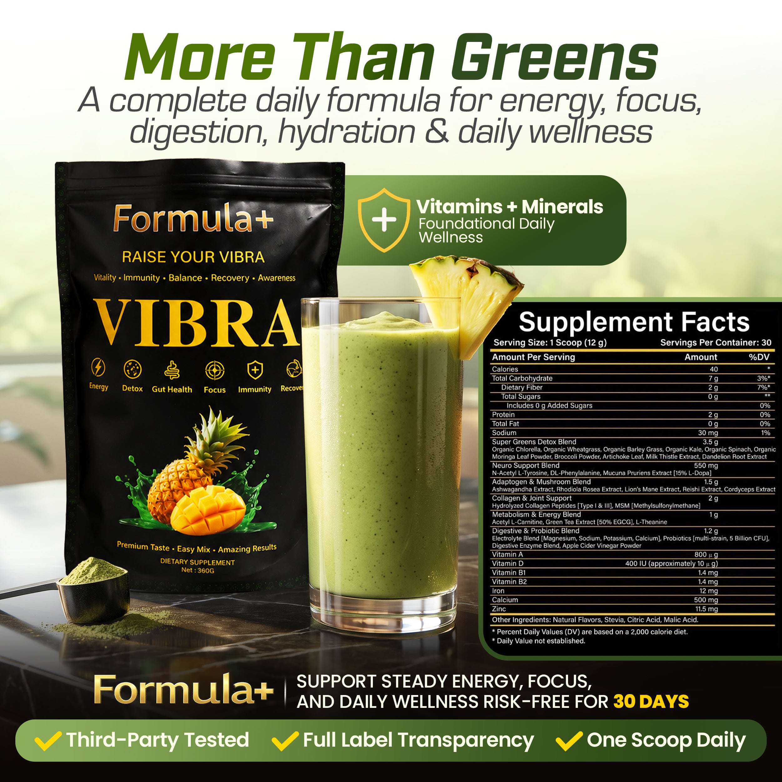 VIBRA Daily Greens | Energy, Focus & Daily Wellness